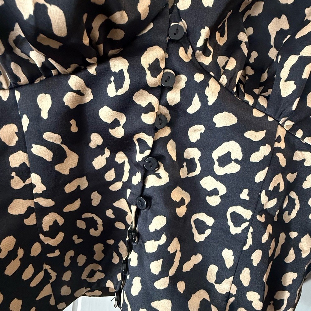 Leopard Print Button-Up Blouse